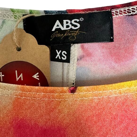 ABS Allen Schwartz Mini Dress Floral Bodycon Colorful Stretch 3/4 Sleeve Size XS - Picture 8 of 11